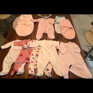 0-3 mo. cozy babygirl sleep bundle total 10 pcs